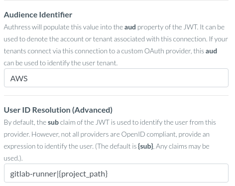 Set Gitlab audience and subject claims